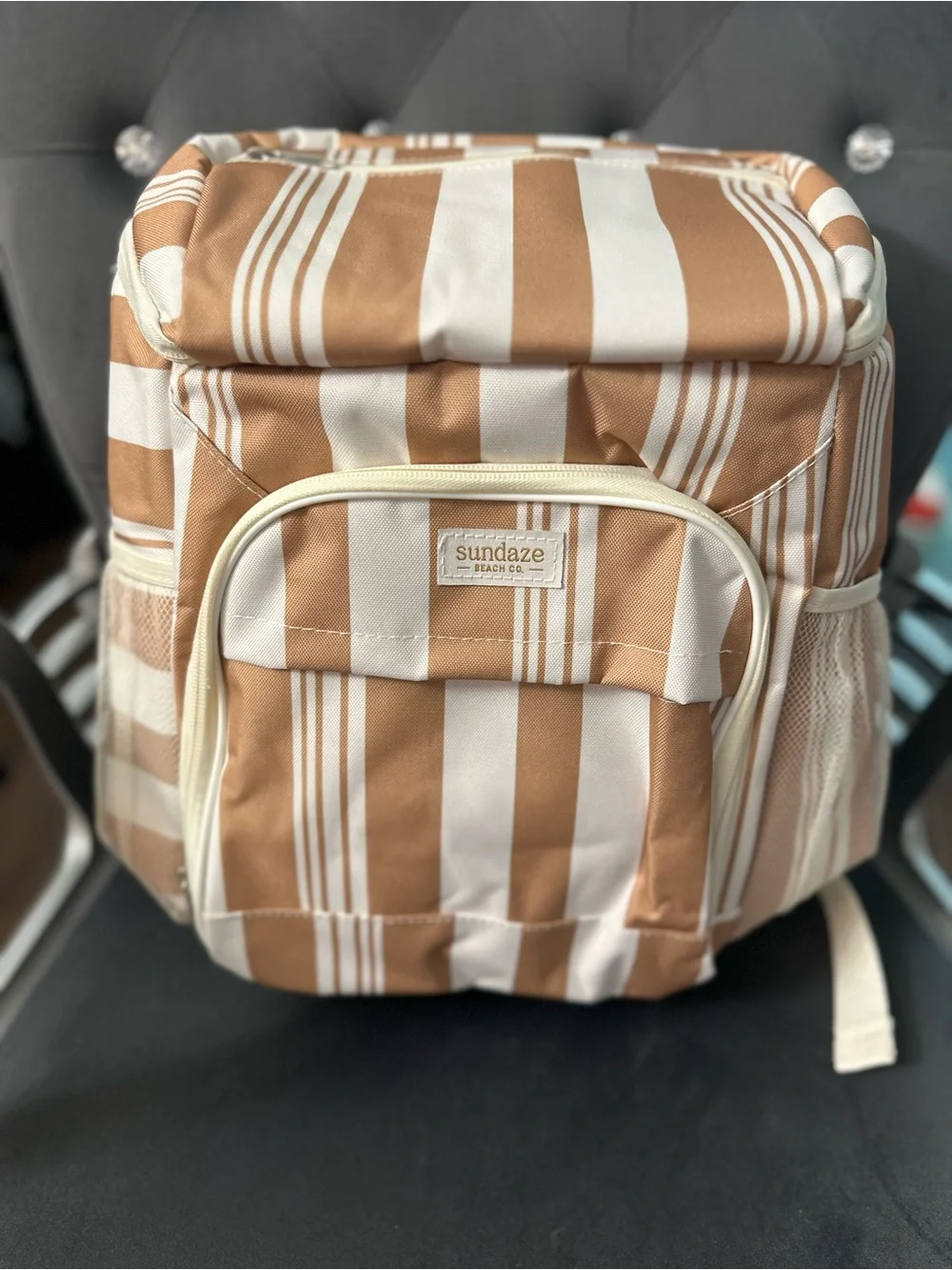 Brand New Tan & White Striped Women’s Cooler Backpack